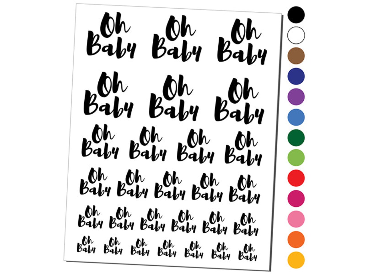 Oh Baby Script Shower Pregnancy Temporary Tattoo Water Resistant Fake Body Art Set Collection